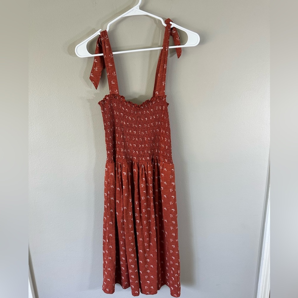 Toad&Co Rust Red Mini Dress with White Pattern - Picture 2 of 5